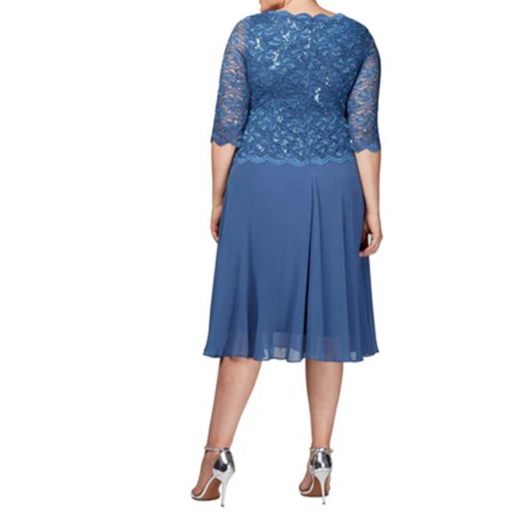 Alex Evenings Popover Lace Bodice A-Line Chiffon Dress Size: 22W - Picture 2 of 6